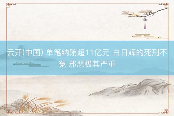 云开(中国) 单笔纳贿超11亿元 白日辉的死刑不冤 邪恶极其严重