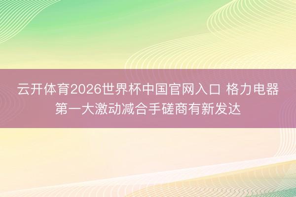 云开体育2026世界杯中国官网入口 格力电器第一大激动减合手磋商有新发达