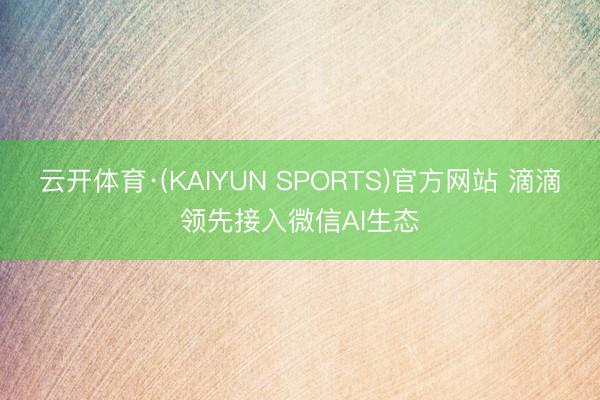 云开体育·(KAIYUN SPORTS)官方网站 滴滴领先接入微信AI生态