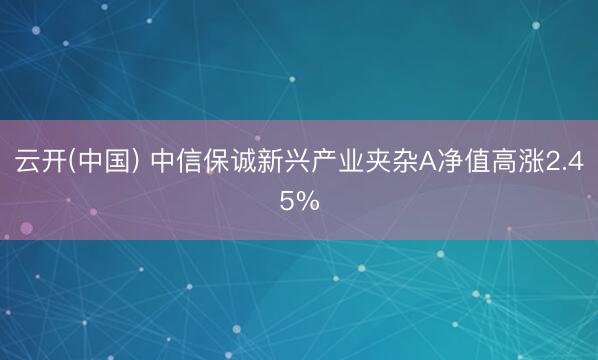 云开(中国) 中信保诚新兴产业夹杂A净值高涨2.45%