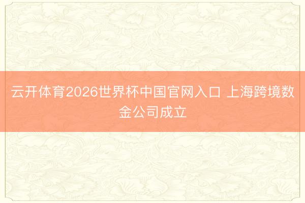 云开体育2026世界杯中国官网入口 上海跨境数金公司成立