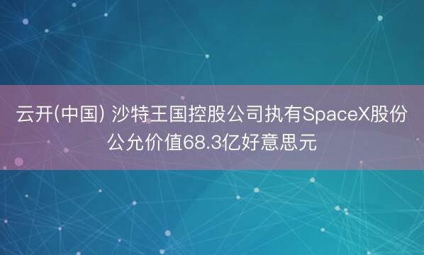 云开(中国) 沙特王国控股公司执有SpaceX股份公允价值68.3亿好意思元