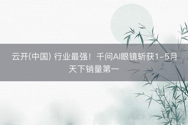 云开(中国) 行业最强！千问AI眼镜斩获1-5月天下销量第一